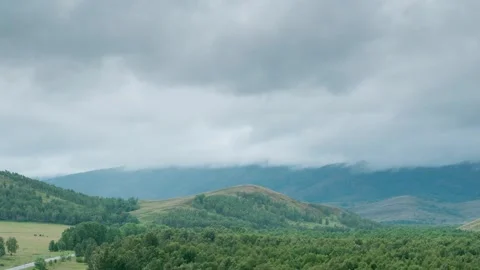 Strong wind moving clouds and shaking trees Vídeo Stock 261265745