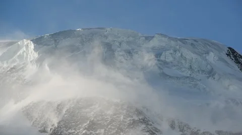 Strong wind over glacial mountain ridge Stock Footage 46220931