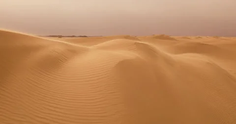 Strong wind at sunset over the sand dunes in the desert. Sandstorm in the Desert Stock Footage 168179664