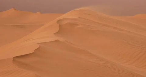 Strong wind at sunset over the sand dunes in the desert. Sandstorm in the Desert Stock Footage 168179952