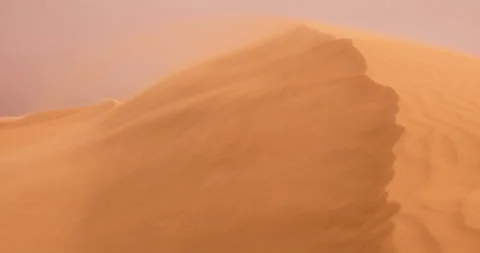 Strong wind at sunset over the sand dunes in the desert. Sandstorm in the Desert Stock Footage 168181613
