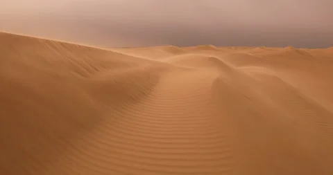 Strong wind at sunset over the sand dunes in the desert. Sandstorm in the Desert Stock Footage 168182512