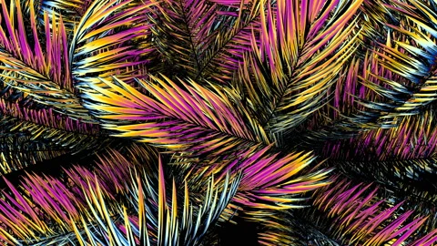 Strong wind sways abstract neon branches. Stock Footage 125951795