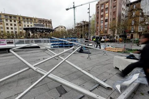 Strong winds hit Basque Country, Irun Gipuzkoa, Spain - 13 Dec 2019 Stock Photos