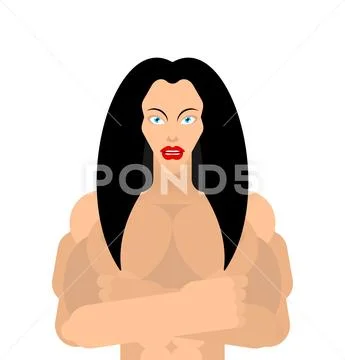 Strong woman Beautiful portrait. Female face isolated. Vector Stock Illustration