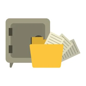 Strongbox and folder with files 库存插图