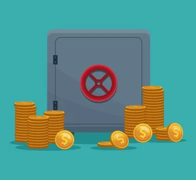 Strongbox with coins Stock Illustration