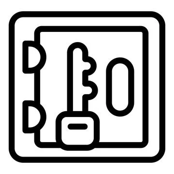Strongbox door is locking with a key for security and safety Stock Illustration