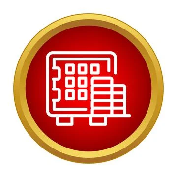Strongbox safe with money stack line icon Stock Illustration