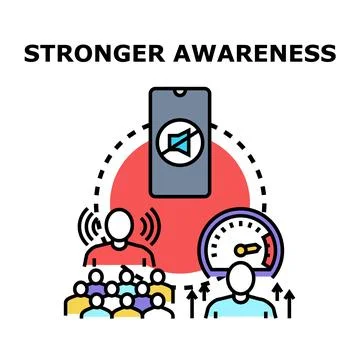 Stronger awareness concept representing public communication and progress Stock Illustration