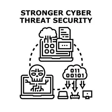 Stronger cyber threat security system protecting digital data Stockillustratie