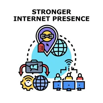 Stronger internet presence developing digital marketing strategy 스톡 일러스트