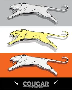 Stronger Leaping Cougar Stock Illustration
