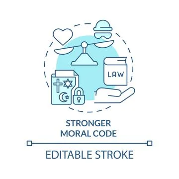 Stronger moral code turquoise concept icon Stock Illustration