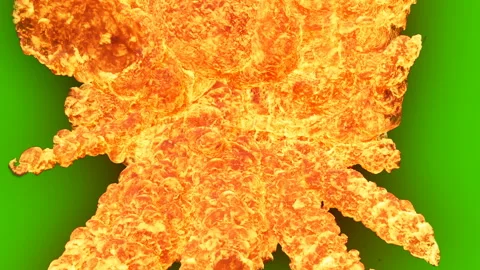 The strongest explosion, the fire swirls along with black smoke in front of Vídeos de archivo 125254398
