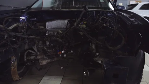 Strongly battered car Stock Footage 95050207