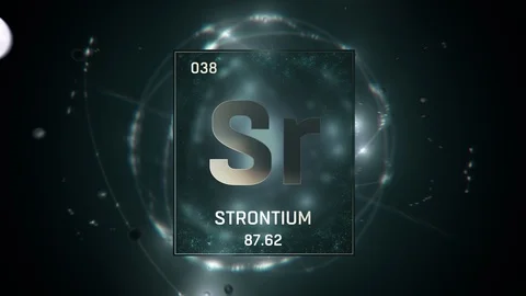 Strontium as Element 38 of the Periodic Table 3D animation on green background 스톡 동영상 119487107