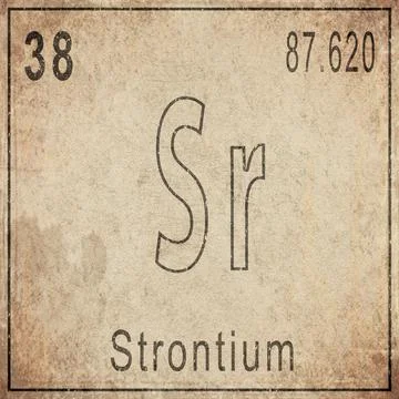 Strontium Element Card from Periodic Table on Vintage Old Paper Stock Illustration