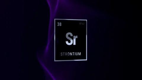 Strontium Periodic Table Element Tile on Purple Background Stock Footage 334790591