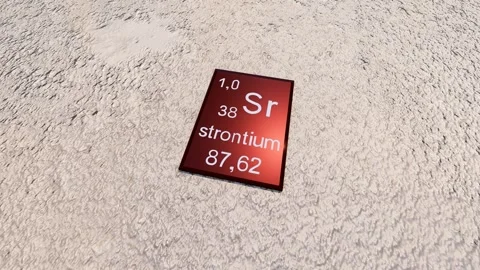 Strontium periodic table symbol on raw strontium, a rare earth element. Stock Footage 321655074