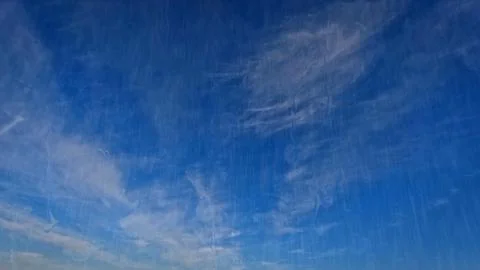 Stroung rainfall on sky with clouds - cute weather backdrop - photo of nature Stock Photos