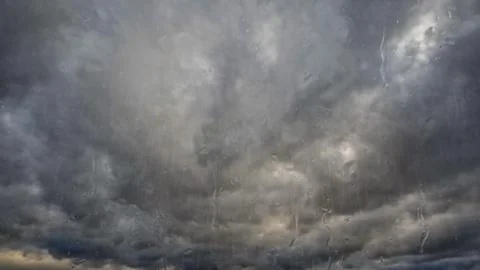 Stroung rainfall on sky with clouds - cute weather backdrop - photo of nature Stock Photos