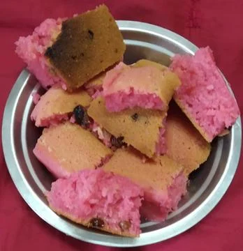 Strowbery home made cake 2 with red background Stock Photos