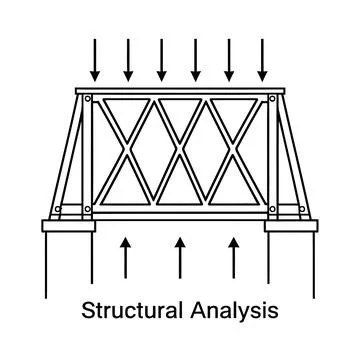 Structural Analysis Truss Diagram with Arrows イラスト素材