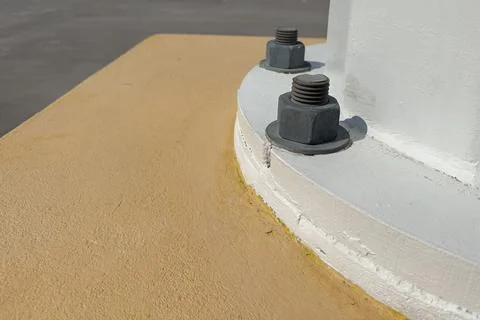 Structural Anchor Bolts On Concrete Base Foto stock