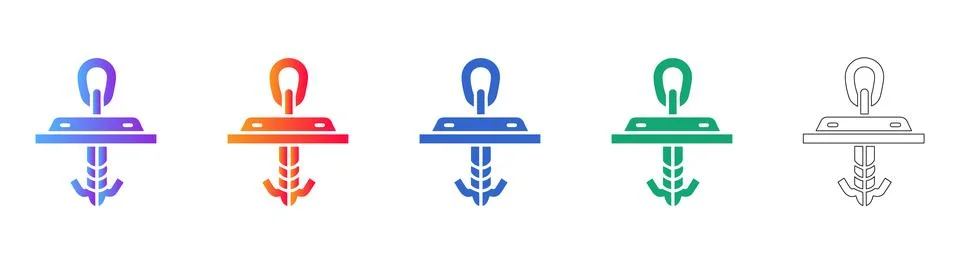 Structural Anchor Isometric Icons 库存插图