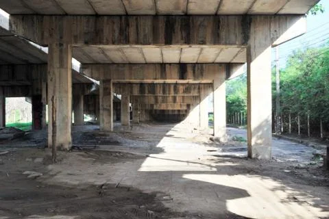 Structural  and cement beams under the expressway Stock Photos