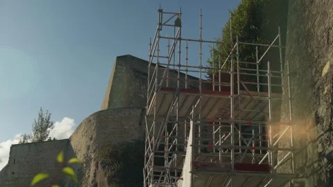 Structural and engineering works ongoing at historical building in France Stock Footage 252363010
