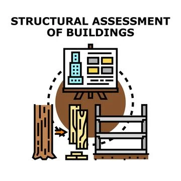 Structural assessment evaluating building integrity and construction material Illustrazione stock