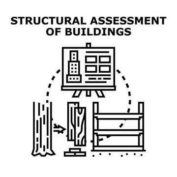 Structural assessment evaluating building integrity and construction material Stock Illustration