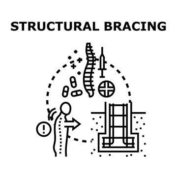 Structural bracing concept for spinal and construction support Stock Illustration
