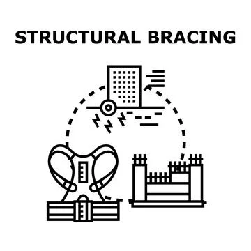 Structural bracing protecting buildings from earthquake vibrations concept Illustrazione stock