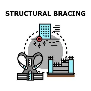 Structural bracing protecting buildings from earthquake vibrations concept Illustrazione stock