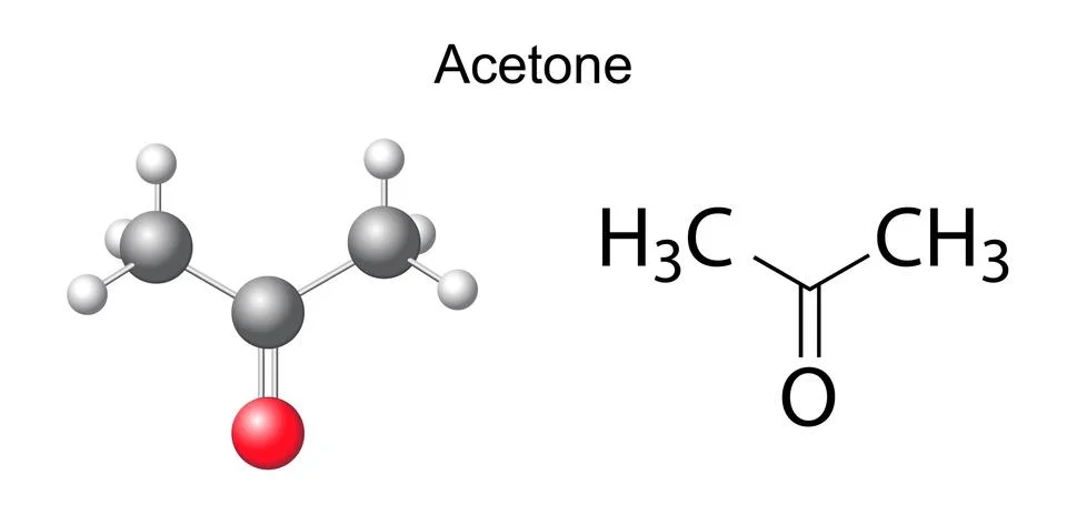 Structural chemical formula of acetone molecule Stock Illustration
