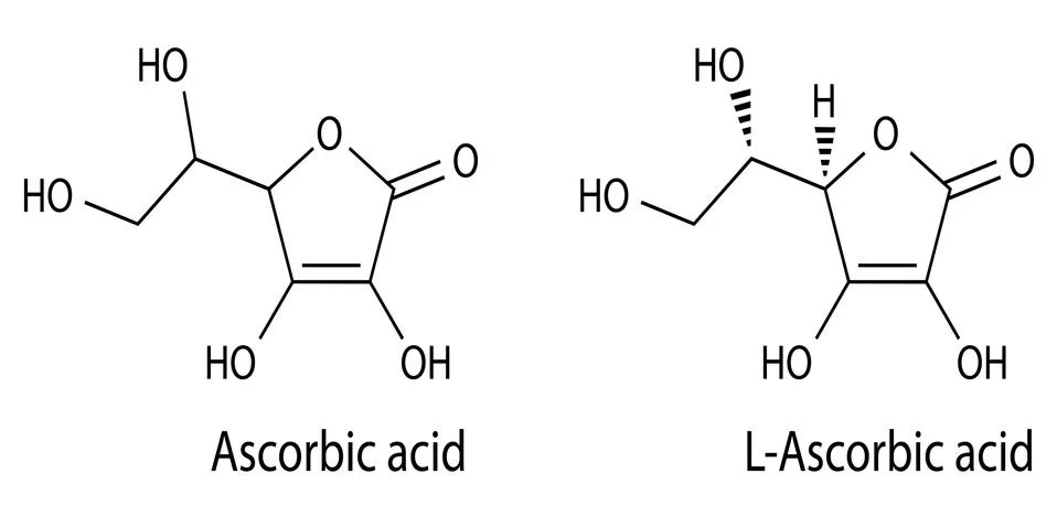 Structural chemical formula of ascorbic acid Ilustración de archivo
