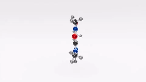 Structural chemical formula of caffeine molecule. 3D animation Stock Footage 234651693