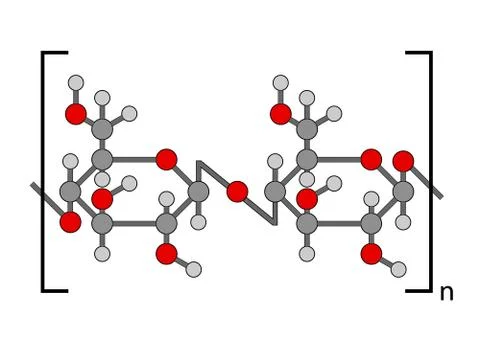 Structural chemical formula of cellulose polymer Stock Illustration