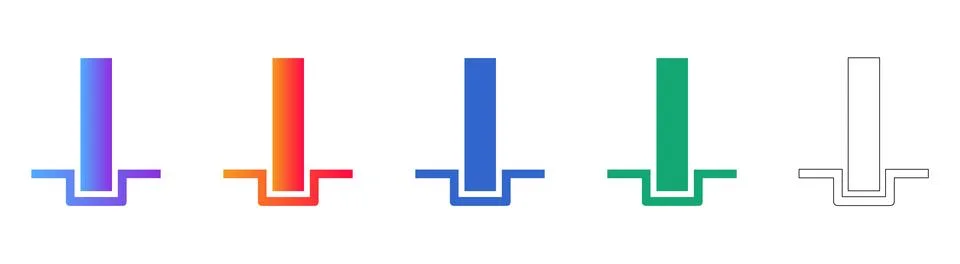 Structural Column Anchor Icon Set イラスト素材