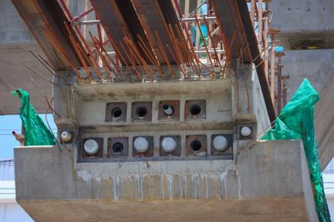 Structural concrete columns pots projects BTS extension Bearing - Samut Praka 스톡 사진