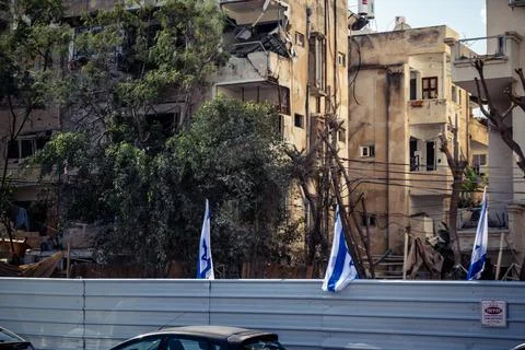 Structural damage and destruction of buildings following the Iranian ballis.. Stock Photos