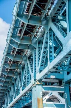 Structural detail of the Benjamin Franklin Bridge Stock Photos