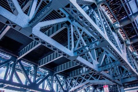 Structural detail of the Benjamin Franklin Bridge Stock Photos