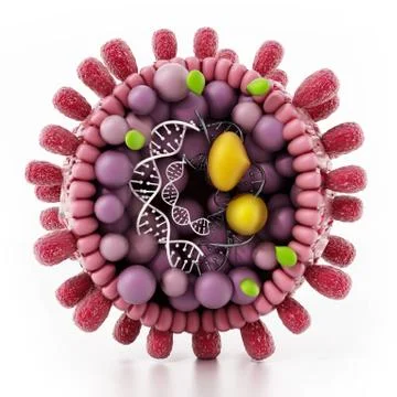 Structural detail of Hepatitis B virus isolated on white. 3D illustration Stock Illustration