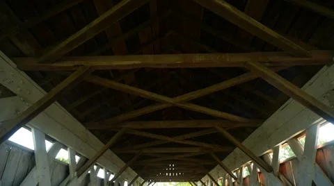 Structural detail of an historic covered bridge in Madison County, IA Stock Footage 63339342