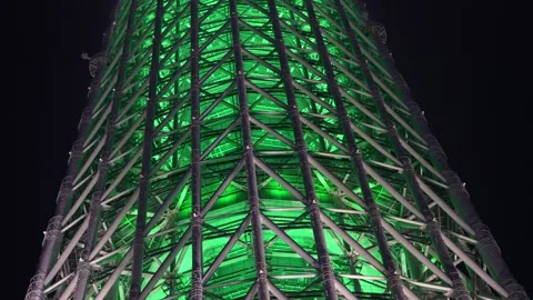 Structural Detail of Tokyo Skytree Megastructure Skyscraper in Tokyo, Japan Stock Footage 312252278