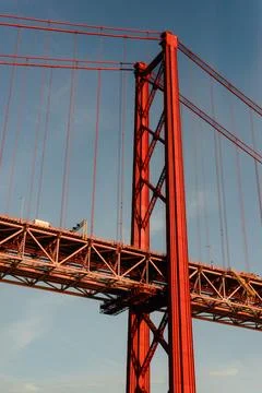 Structural Details of 25 de Abril Bridge in Lisbon Stock Photos